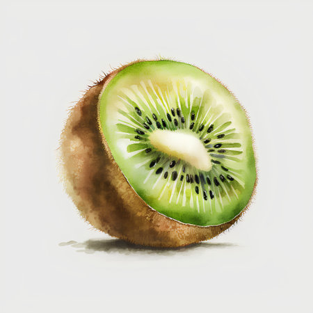 Kiwi fruit on a white background. Watercolor illustration.の素材