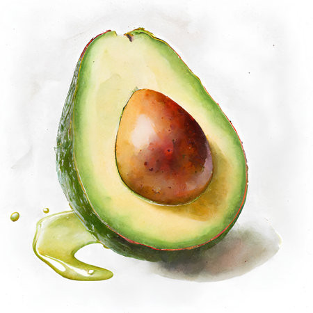 Watercolor illustration of avocado. Hand drawn watercolor illustration of avocado.の素材