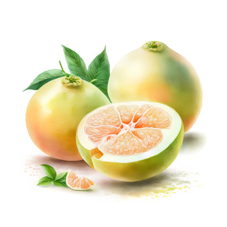 Watercolor illustration of pomelo fruit isolated on white background.の素材