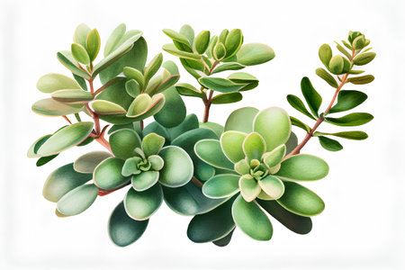 Watercolor succulent plant on white background. Hand drawn illustration.の素材