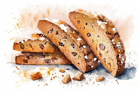 Illustration of cookies with raisins on a white background.の素材