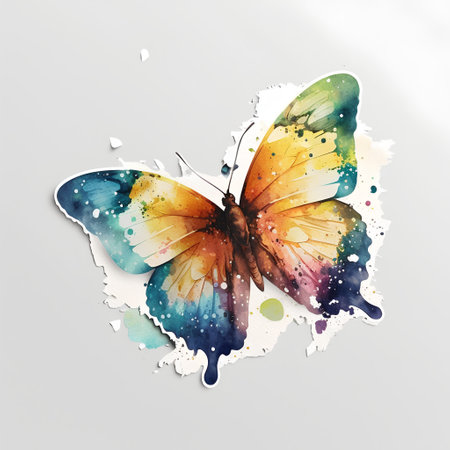 Beautiful watercolor butterfly, isolated on white background. Vector illustration.の素材
