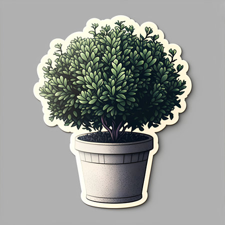 Vector illustration of a plant in a pot on a gray background.の素材