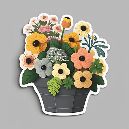 Flower bouquet in a flowerpot. Vector illustration. Eps 10の素材