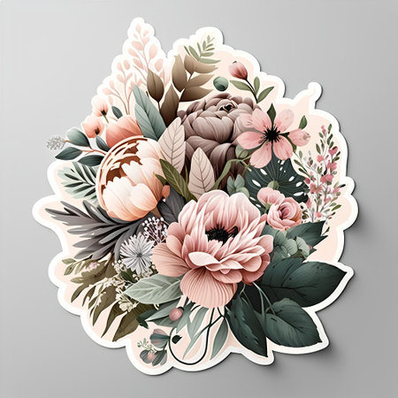 Floral card with flowers and leaves. Vector illustration for your designの素材