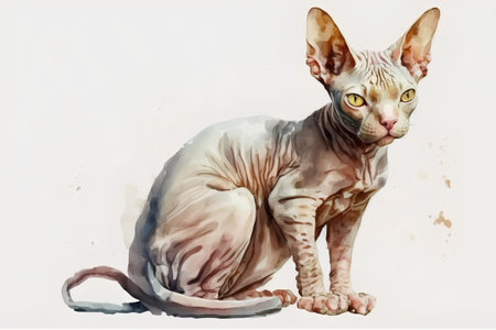 Sphynx cat. Watercolor painting on white background.の素材