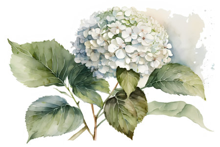 Watercolor hydrangea bouquet. Hand painted illustration.の素材