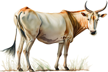 Cow isolated on white background. Realistic vector illustration of a cow.の素材