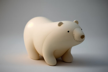 Polar bear figurine on white background. 3d illustration.の素材