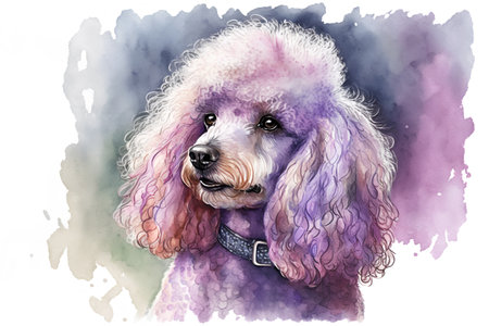 Watercolor portrait of a Poodle. Hand-drawn illustration.の素材