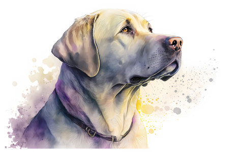 Labrador Retriever portrait. Hand drawn watercolor illustration.の素材
