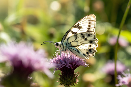 Butterfly on a thistle flower. Beautiful butterfly on a flower.の素材
