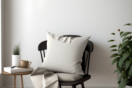Interior of the living room with a chair and a pillow. 3d renderの素材