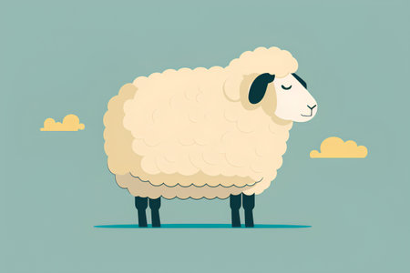 Sheep. Vector illustration in flat style. Isolated on background.の素材
