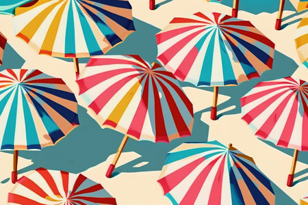Seamless pattern with beach umbrellas. Vector illustration.の素材