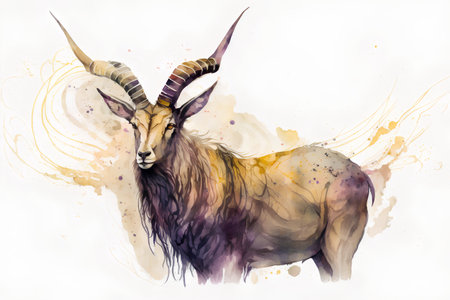 Watercolor antelope illustration. Hand drawn antelope isolated on white background.の素材