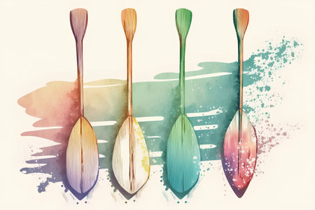Set of multicolored watercolor paddles. Vector illustration.の素材