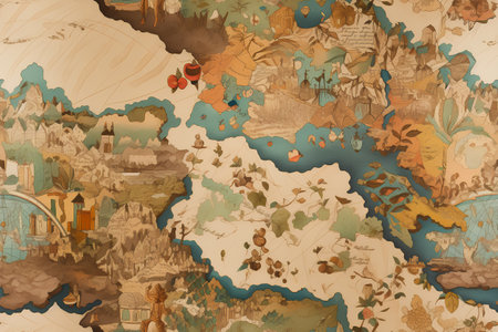 Seamless pattern with the image of the old map of Europeの素材