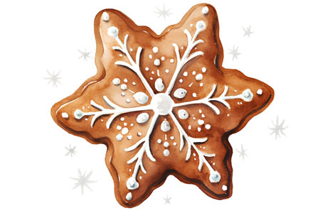 Watercolor Christmas gingerbread. Hand drawn illustration on white background.の素材