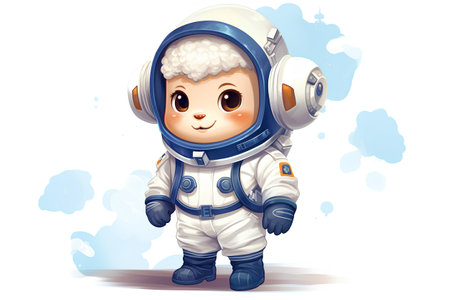 Cute little astronaut boy in spacesuit. Cartoon vector illustration.の素材