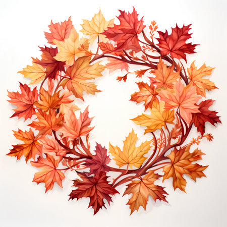 Autumn leaves wreath isolated on white background. Vector illustration.の素材