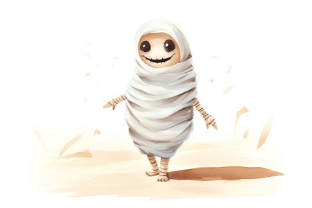 Cute mummy character in a mummy costume. Halloween vector illustration.の素材
