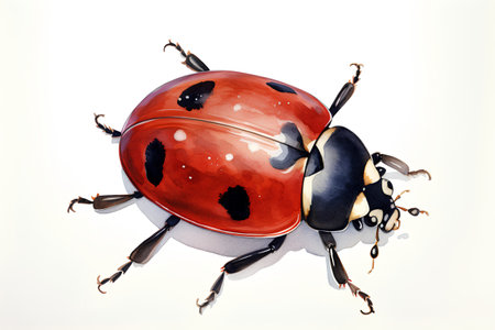 Watercolor ladybug isolated on white background. Hand drawn illustration.の素材