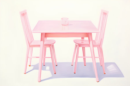 Table and chairs on a white background. 3D illustration. Vintage style.の素材