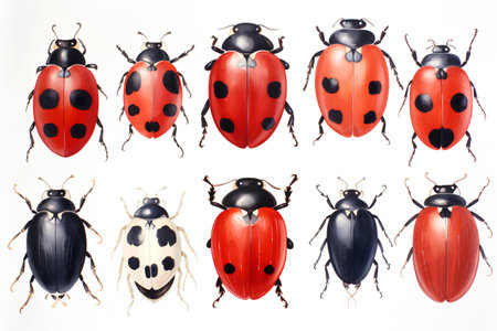 Collection of ladybug isolated on white background. Watercolor illustration.の素材