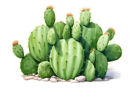 Cactuses isolated on a white background. Watercolor illustration.の素材