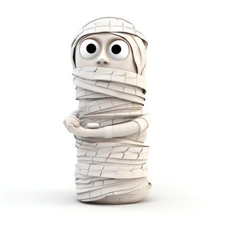 3d rendering of a mummy with a surprised expression on his faceの素材