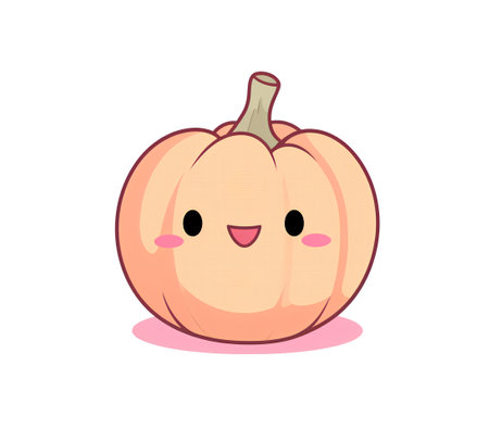 Cute kawaii pumpkin on white background. Vector illustration.の素材