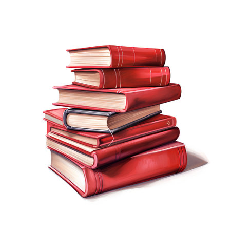 Pile of red books isolated on white background. 3d illustrationの素材