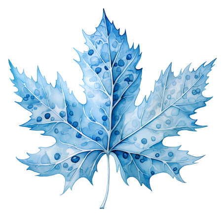 Watercolor maple leaf isolated on white background. Hand drawn illustration.の素材
