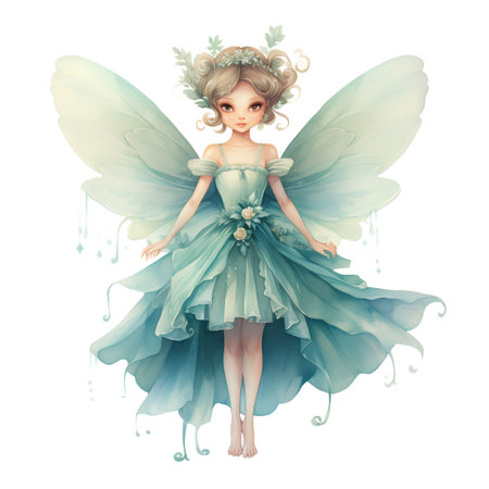 Beautiful fairy isolated on white background. 3d rendering. Digital illustration.の素材