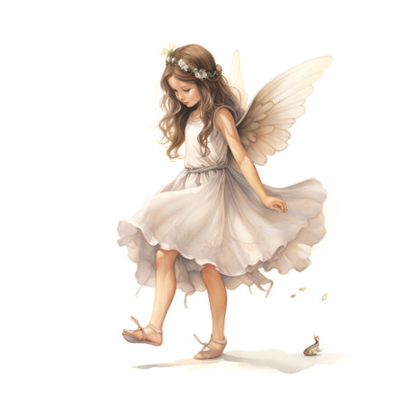 Fairy isolated on a white background. 3d rendering, 3d illustration.の素材