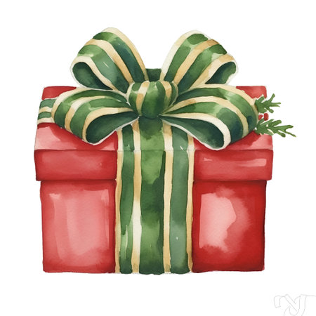 Gift box. Watercolor illustration. Isolated on white background.の素材