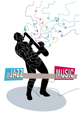 Jazz musician playing saxophoneのイラスト素材