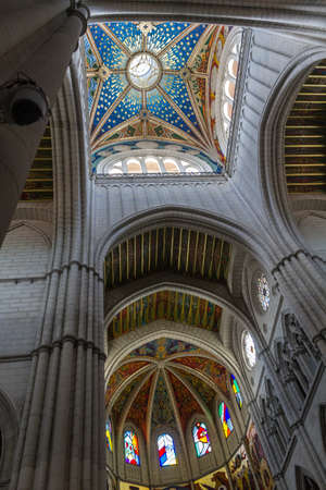 Archs and Ceiling of Almudena Cathedral in Madridのeditorial素材