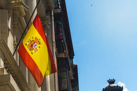 Spanish National Flag On Building in Madridのeditorial素材