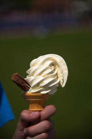 Ice Cream Cone with chocolate flakeの写真素材