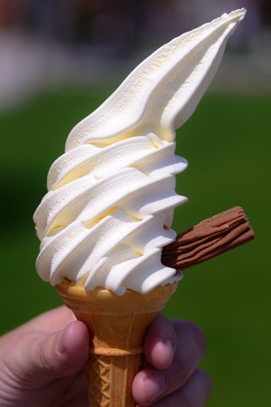 Ice Cream Cone with chocolate flakeの写真素材