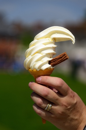 Ice Cream Cone with chocolate flakeの写真素材