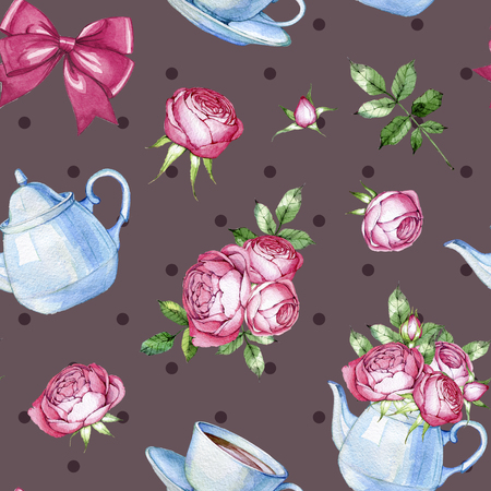 hand drawn watercolor seamless patternの写真素材