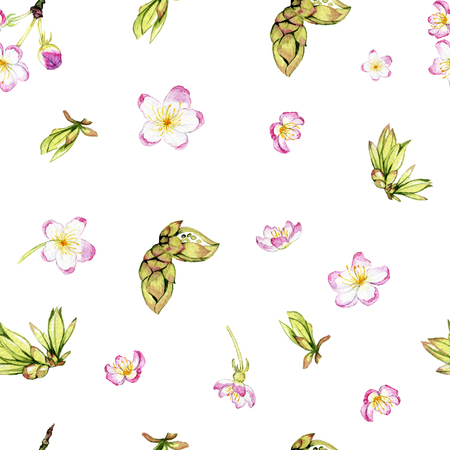 hand drawn watercolor spring patternの写真素材