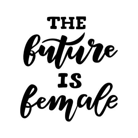 Vector illustration of hand drawn brush lettering quote The Future Is Female for print, poster, feminine design. Feminine concept. Fight like a girlのイラスト素材