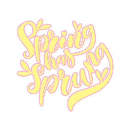Vector illustration of hand drawn brush lettering quote Spring Has Sprung for card, print, poster, blog, banner, social media designのイラスト素材