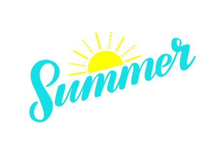 Vector illustration of bright hand drawn brush lettering quote Summer for card, print, poster, banner, blog, social media or t-shirt designのイラスト素材