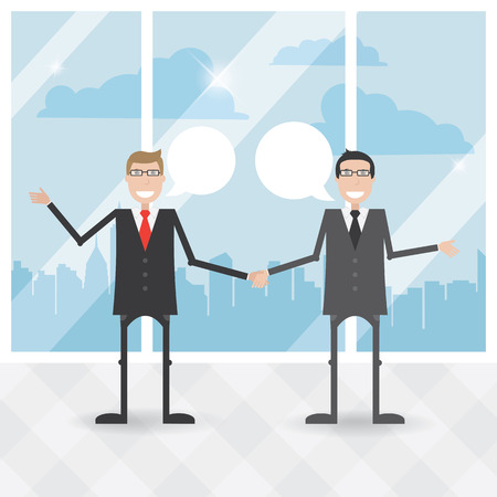 Two businessmen agree on a background of cityのイラスト素材