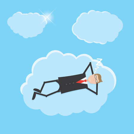 Businessman sleeping on cloudのイラスト素材